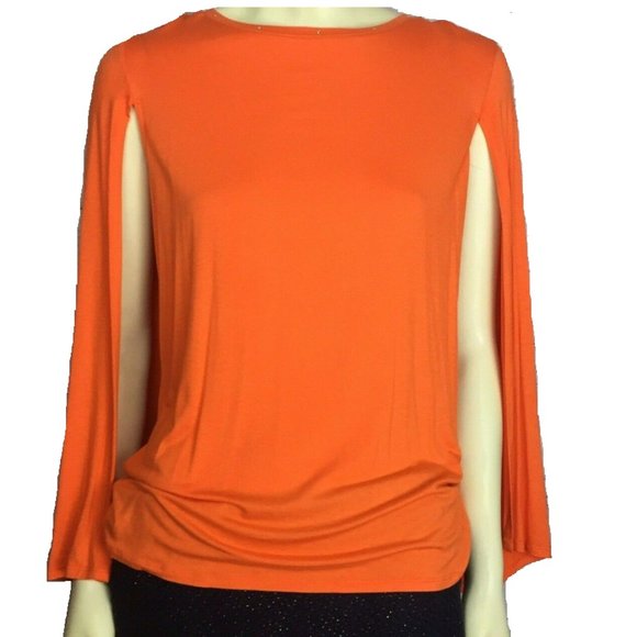 Reba Tops - REBA Women's Top Sleeveless Caped Orange Color Size: M, L, XL